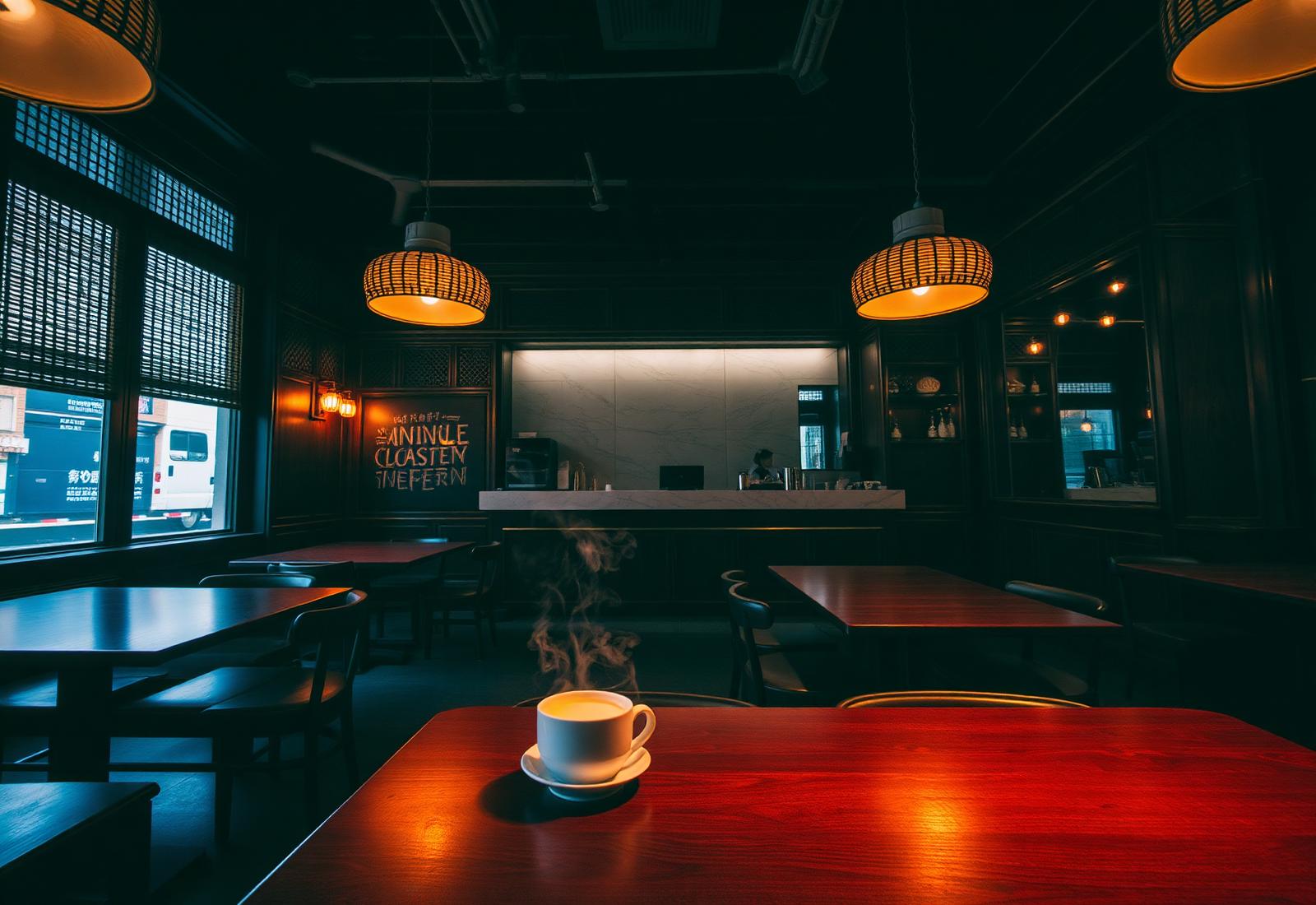 Tea house interior tables